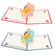 Neue 3D Baby Wagen Gruß Karte Pop hoch Papier schneiden Postkarte Geburtstag Party beschädigen30