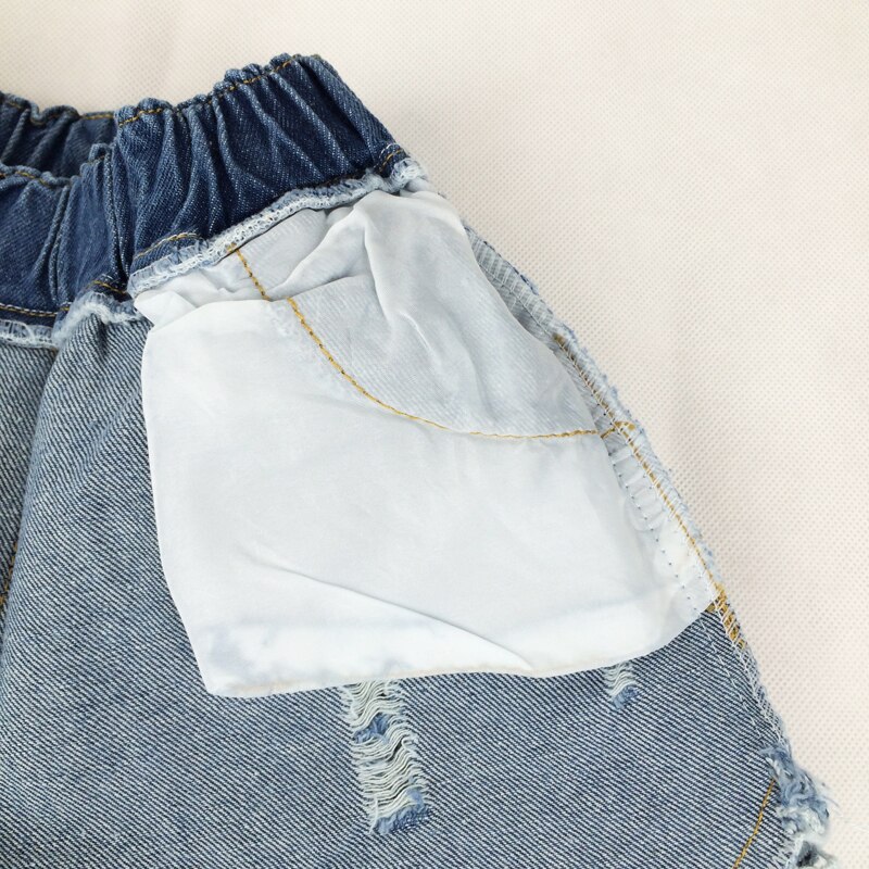 Summer Korean girls lace hole jeans shorts Cowboy Kids Girls Cute Shorts Jeans Short Lace Pocket Denim Shorts children 2-12Y