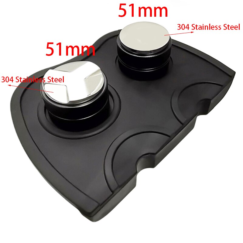 51mm 304 Stainless Steel 3 Angle Coffee Tamper and Flat Coffee Tampers With Double Coffee Mat: Option9  3Pcs