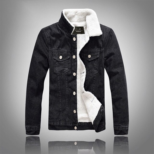 Arrivel Winter Deinim Jaket Mannen Zwarte Dikke Denim Jas Fleece Jassen Heren Jean Streetwear Jassen Maat S-6XL