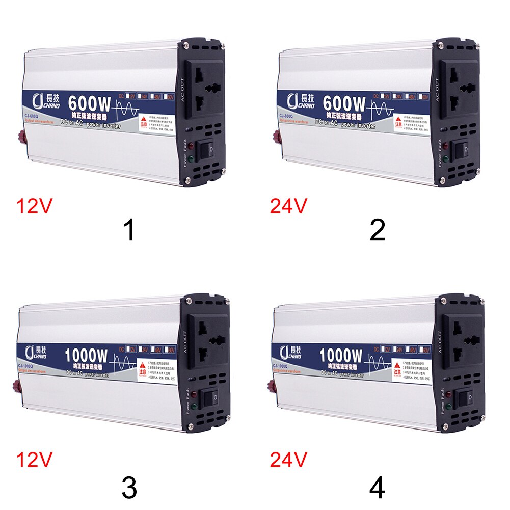 600W 1000W Transformer 12V 24V To 220V Surge Protection Power Inverter Converter Supply Adapter Pure Sine Wave Car Portable