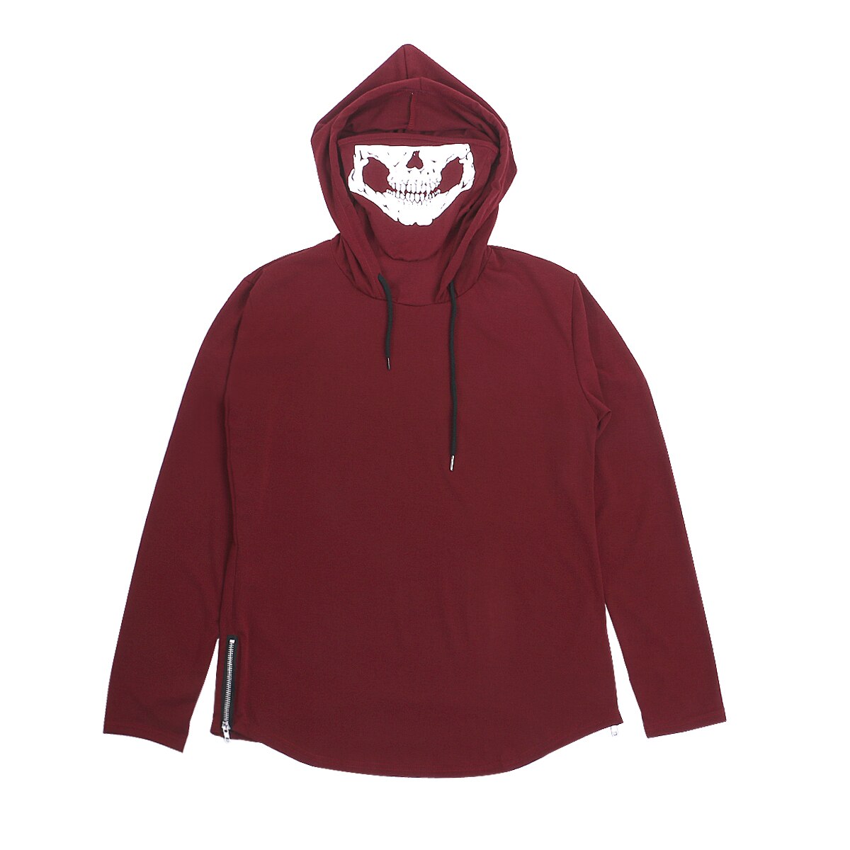 Brand Mens Casual Solid Color Mens Gym Sports Thin Hoodie Long Sleeve Hoodies With Mask Sweatshirt Casual T-Shirt: XXL / Wine red