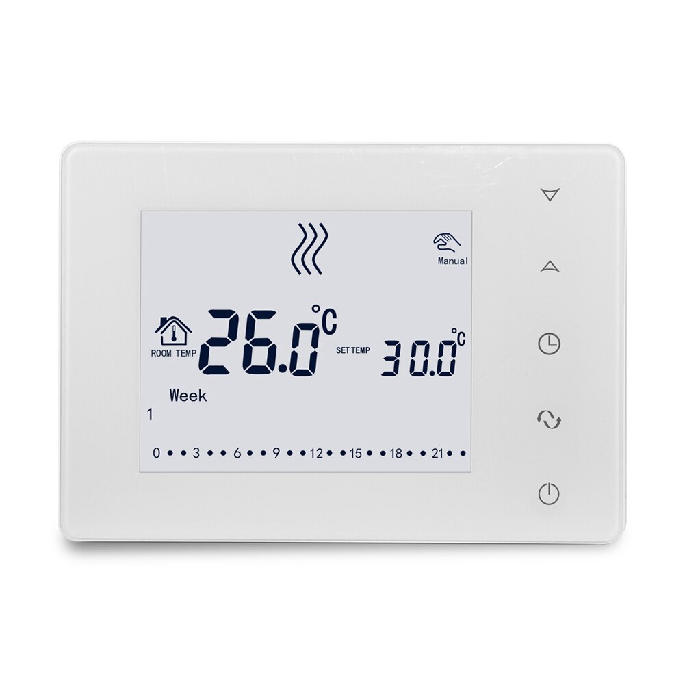 433hz intelligent termostat multifunktionel væghængt kedeltermostat hjemmetemperaturregulator med lcd-berørt skærm