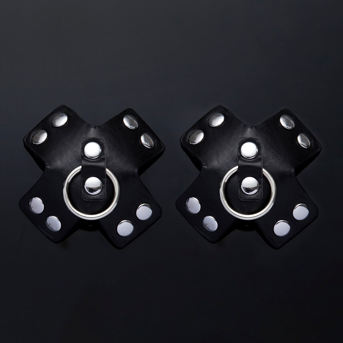 1pair Sexy PU Leather Nipple Cover with Metal Ring Reusable Breast Wear Women Silicone Nipple Pasties Bra Pads Chest Stickers