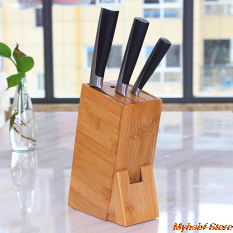 Universal Wooden Knife Holder Bamboo Knife Block Stand Knives Chopsticks Storage Box Scissors Organizer Kitchen Accessories Tool