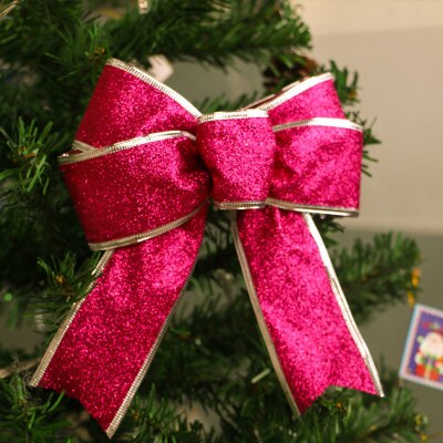 Navidad bowknot enfeites de natal decoracion hogar træ jul håndlavet juletræspynt emballage tilbehør 25cm: Rosenrød