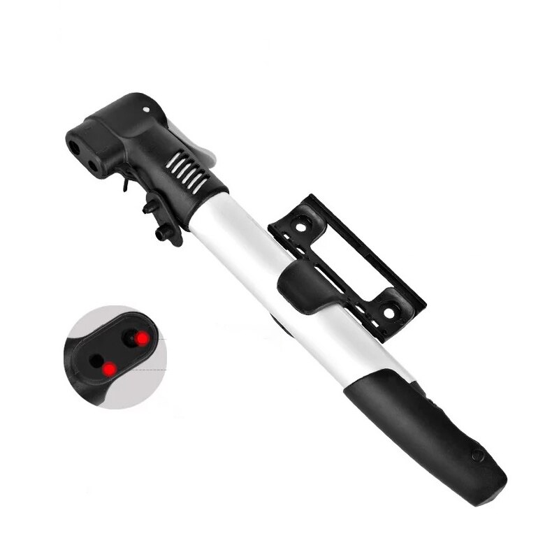 Minibomba de mano para bicicleta, inflador de aire de neumático, válvula Schrader Presta, manguera de aguja de bola, accesorios portátiles para bicicleta de montaña, Universal,: H Style white