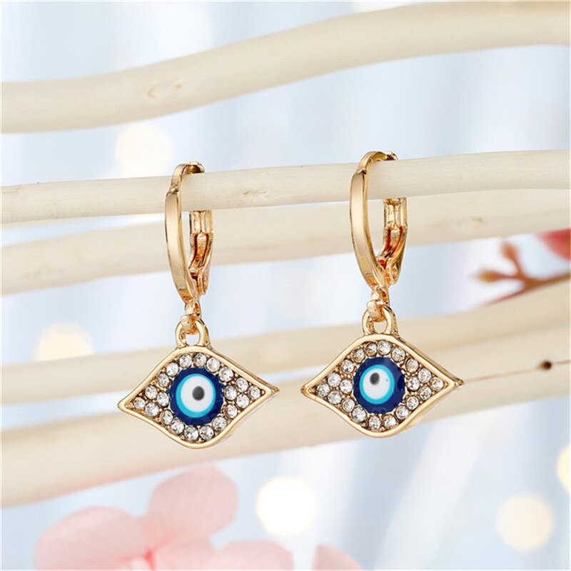 1 Paar Hart Evil Eye Hoepel Oorbellen Voor Vrouwen Sieraden Mode Eenvoudige Shiny Turkse Eye Fatima Hand Geometrische Cirkel oorbellen: Black Zinc Plated