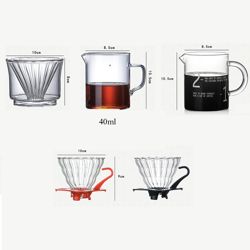 1-2 Cups Coffee Filter Set V60 Glass Coffee Dripper Coffee Sharing Pot Brew Coffee Filter Funnel Reusable Coffee Jug