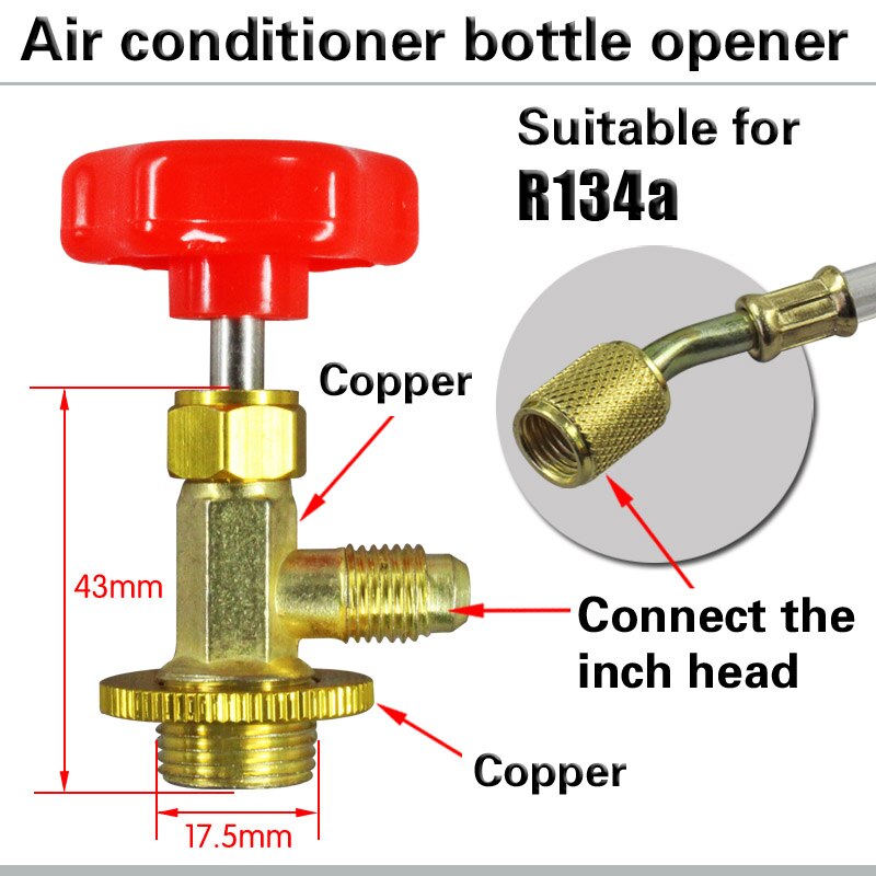 Air conditioning liquid filling safety valve R12 R22 R134a R600a opening valve Freon refrigerant bottle opener