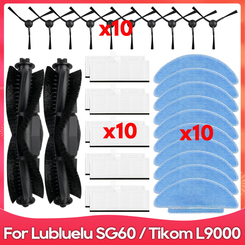 Fit For Lubluelu SG60 / SL60 / SL60D / SL61 / Tikom L9000 Robot Vacuum Parts Accessories Roller Side Brush Hepa Filter Mop Cloth: Blue