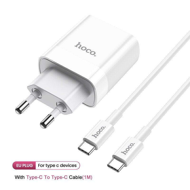 HOCO USB Charger Quick Charge QC PD Charger 20W QC4.0 QC3.0 USB Type C Fast Charger for iPhone 11Pro X Xs 8 Xiaomi Phone EU Plug: Typec to Typec