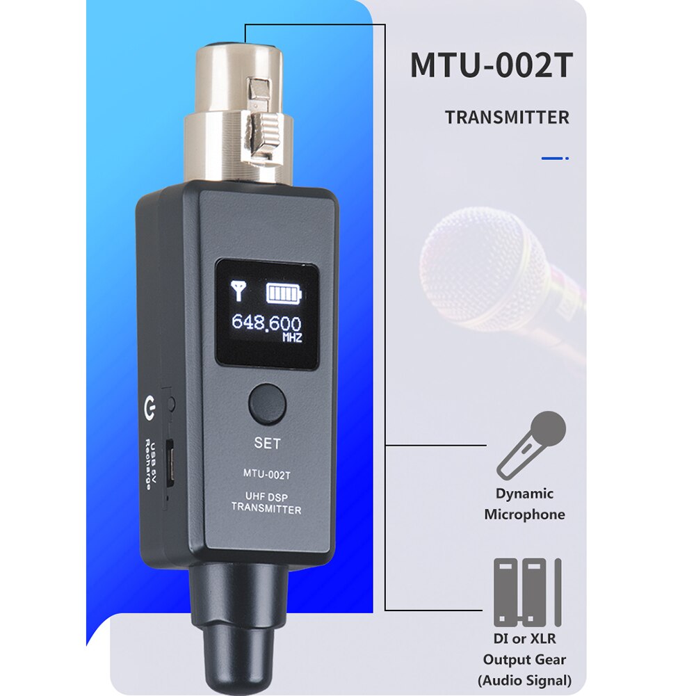 1 Paar Micphone Draadloze Systeem Uhf Dsp Zender Ontvanger Voor Dynamische Mic Dynamische Microfoon Converter Met Display