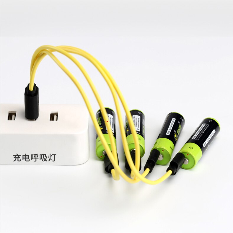 4 Pcs Znter 2550mwh 1.5V Usb Aa 1700 Mah Li-Polymeer Oplaadbare Lithium Batterij Met Usb Kabel Pack