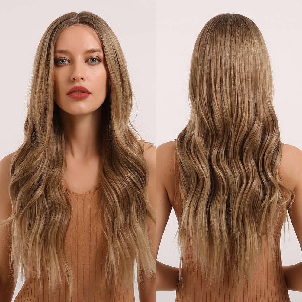 CharmSource Long Natural Wavy Lace Part Synthetic Wigs Light White Blonde for Women Daily Hair High Density Heat Resistant Wig: BL66010-5