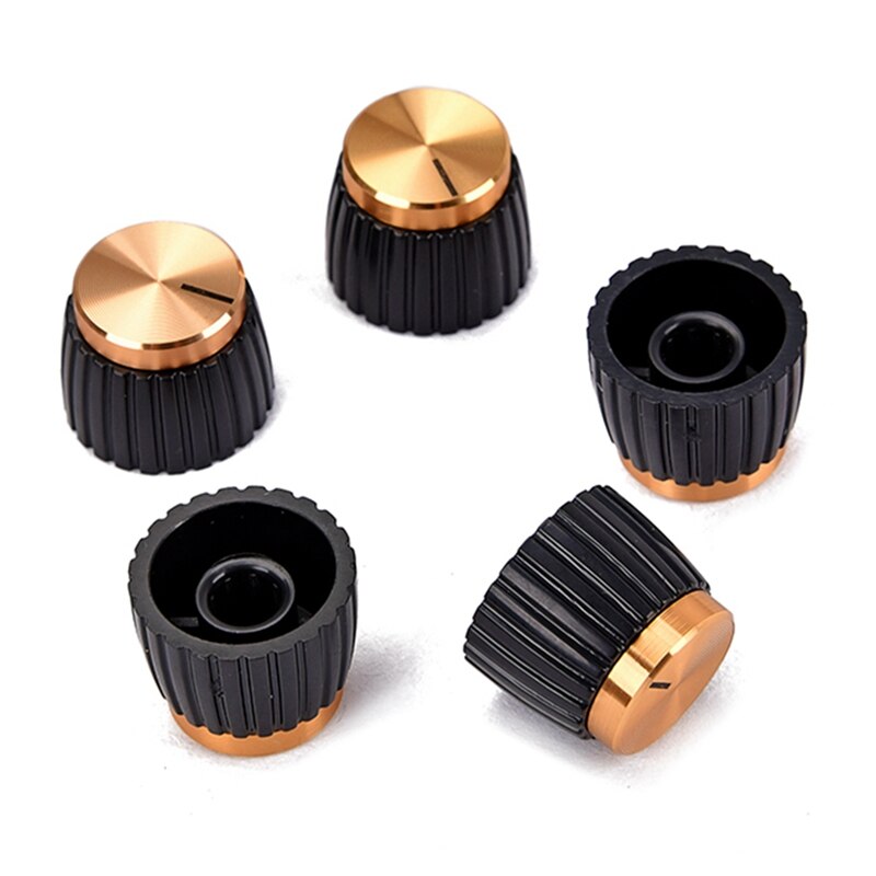 20Pcs Guitar AMP Amplifier Push on Fit Knobs Black with Gold Cap for Marshall Amplifier
