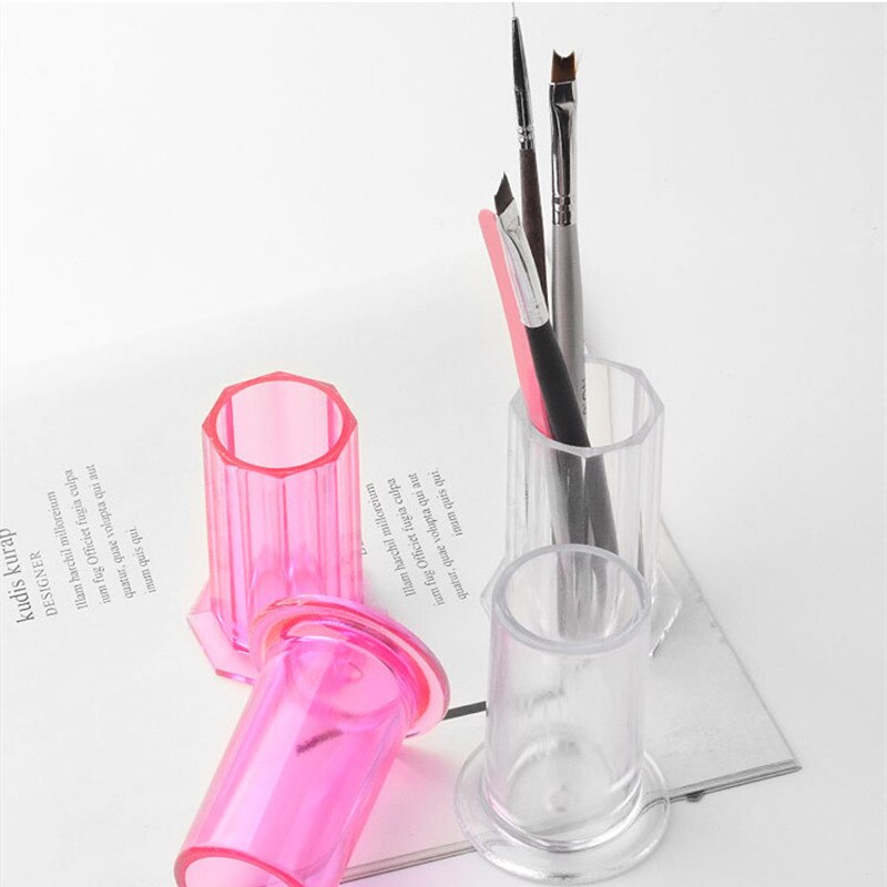 1pc opbergdozen voor nagelkunstkwasten, nagelkwasten, tekenpenselen, vijlen, ronde, stofbestendige make-up organizer