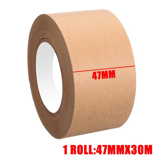 Cinta de papel Kraft engomado, 1 rollo de 30m, cintas adhesivas de papel, pegatina de pintura activada por agua sellada para herramienta de embalaje: 47mmx30m