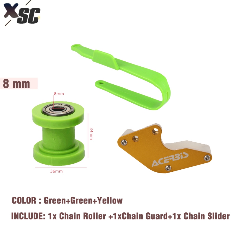 Motorcycle Swingarm Protection Chain Slider Rear Cover Chain Protector Guard Guide Roller Wheel Guard Set Pit Dirt Bike Racing: Khaki