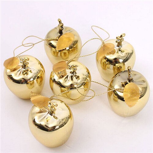 12pcs Christmas Tree Xmas Balls Decorations Gold Red Apple Baubles Party Wedding Pedant Hanging Ornament