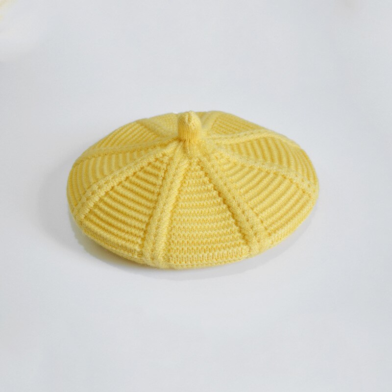 Bonnet rond tricoté pour femme, bonnet élastique décontracté, chaud, unisexe, pour l'automne et l'hiver: Jaune
