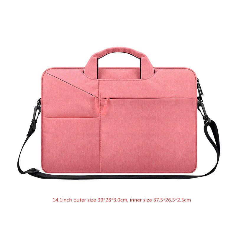 Men's Women's Shockproof Briefcase Laptop Bag Documents Cell Phone Storage Shoulder Tote Crossbody Travel Office Business Pouch: Pink M