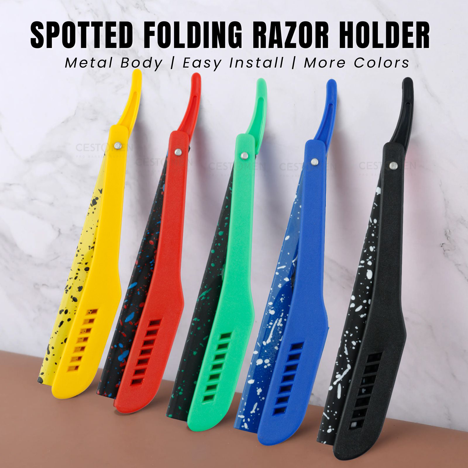 Maquinilla de afeitar plegable clásica con patrón de camuflaje, herramientas de afeitado Manual para hombres con soporte extensible, recortador de barba retráctil