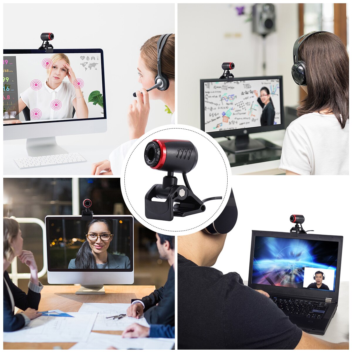 1.3MP Computer Camera Usb Opladen Microfoon Praktische Pc Camera Flexibele Webcam Zwart