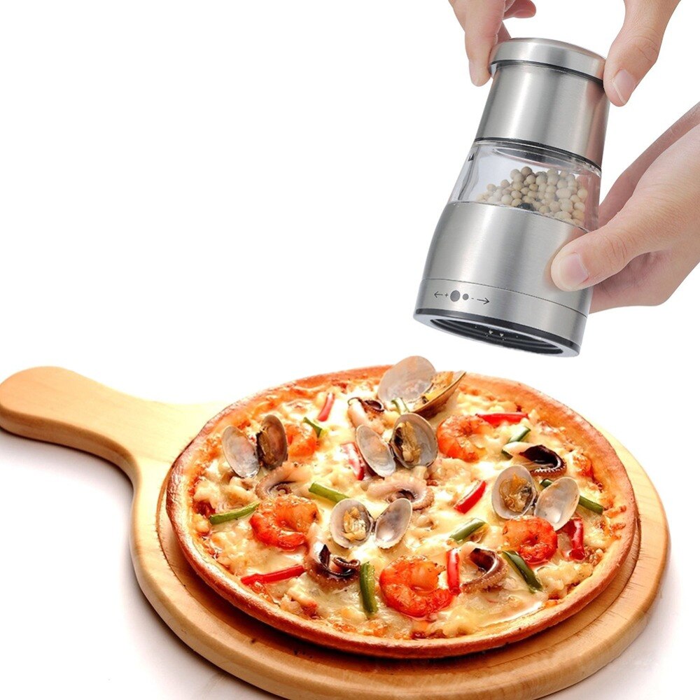 Salt- och pepparkvarn set pepparkvarn manuell kryddkvarn salt rostfritt stål lock glasflaska justerbara keramiska kvarnar