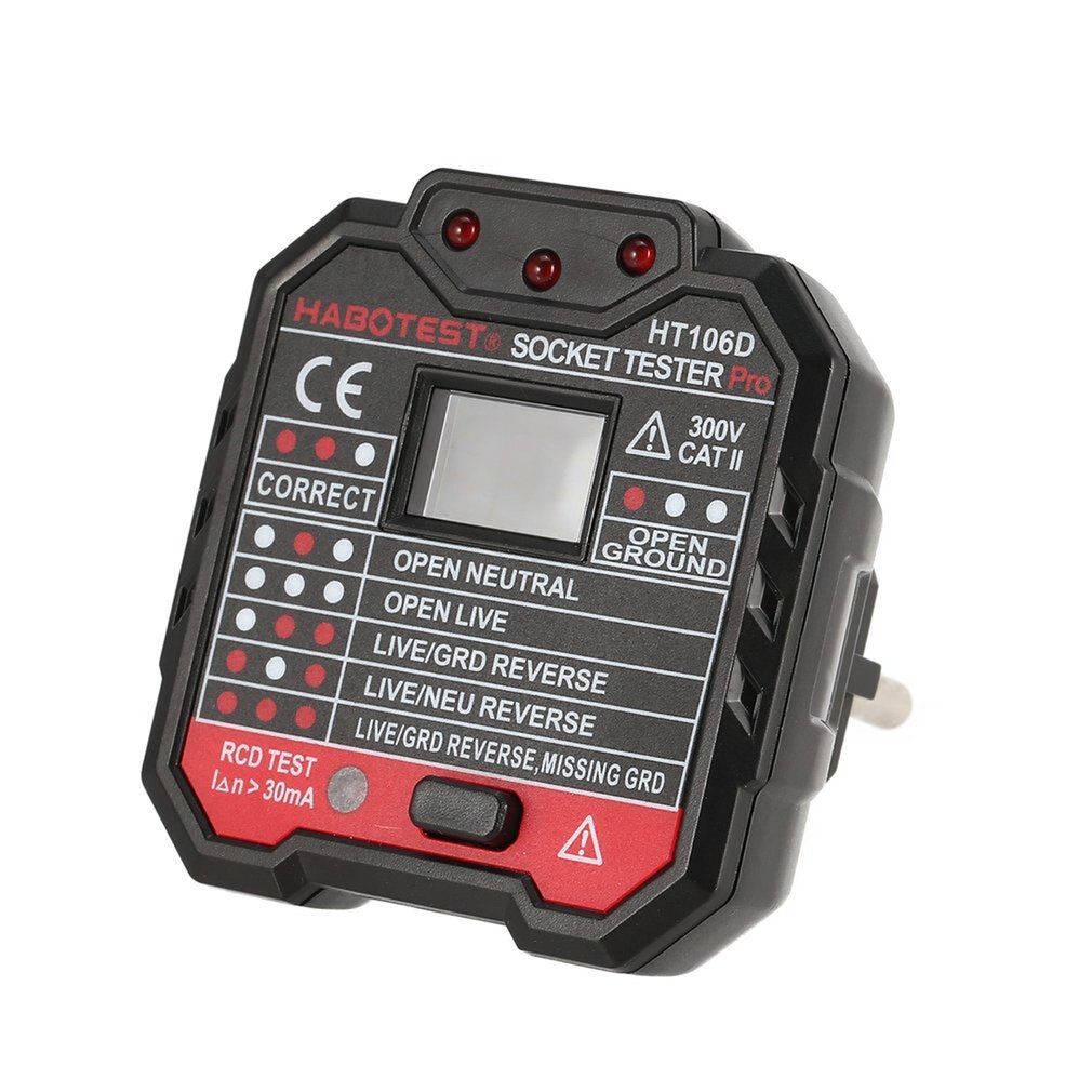 Ht106 stopcontact tester pro spanningstest stopcontact detector uk eu stekker aarde nul lijn stekker polariteit fase controle