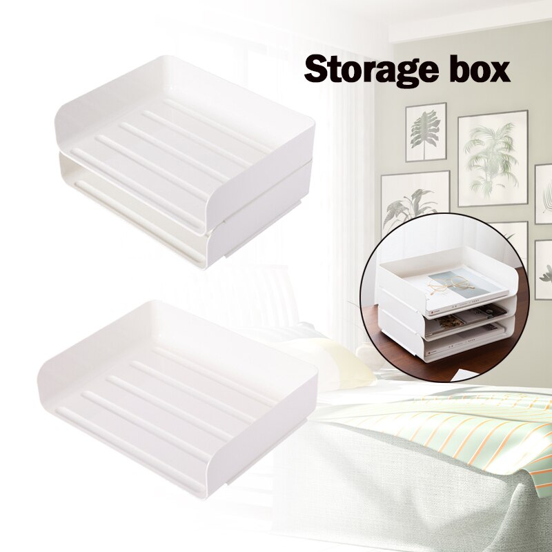 Stackable Desktop Storage Box Cosmetics Office Books Documents Storage Household Multi-grid Plastic Stackable
