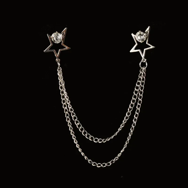 Broche Oiseau Étoile Clip Gland JOLapel Broche, Chemise Imbibée, Broches Vêtements, Accessoires Femme et Homme, ,: Zinc blanc bleu plaqué