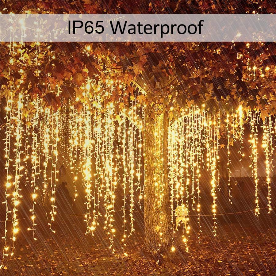 3M/5M Solar Powered Led Curtain Icicle String Light 4 Modes Adjustable Lamp Decor 120LEDs/256LEDs Christmas Garland light