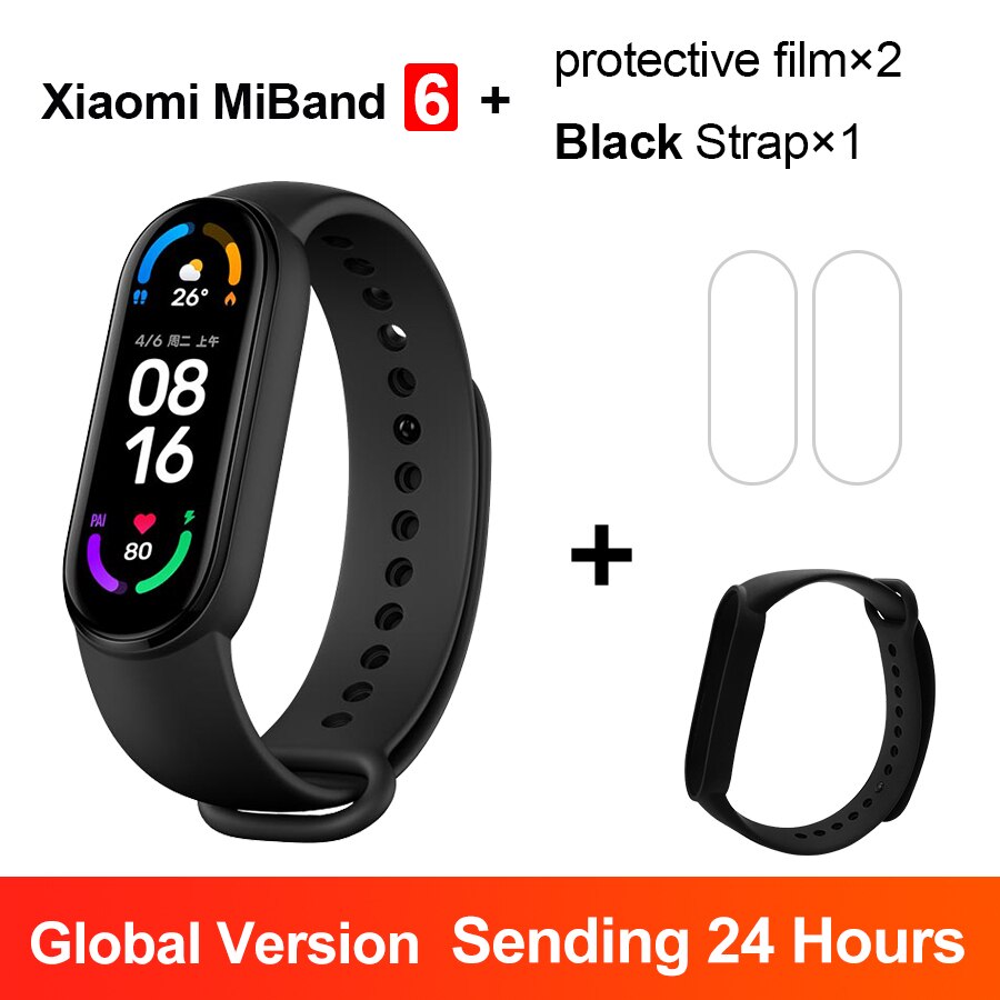 Globalna wersja Xiaomi Mi Band 6 Smart Bracelet5 kolor 1.56 &quot;ekran AMOLED Fitness tętno wodoodporny wielojęzyczny Miband 6: GB Black N Film