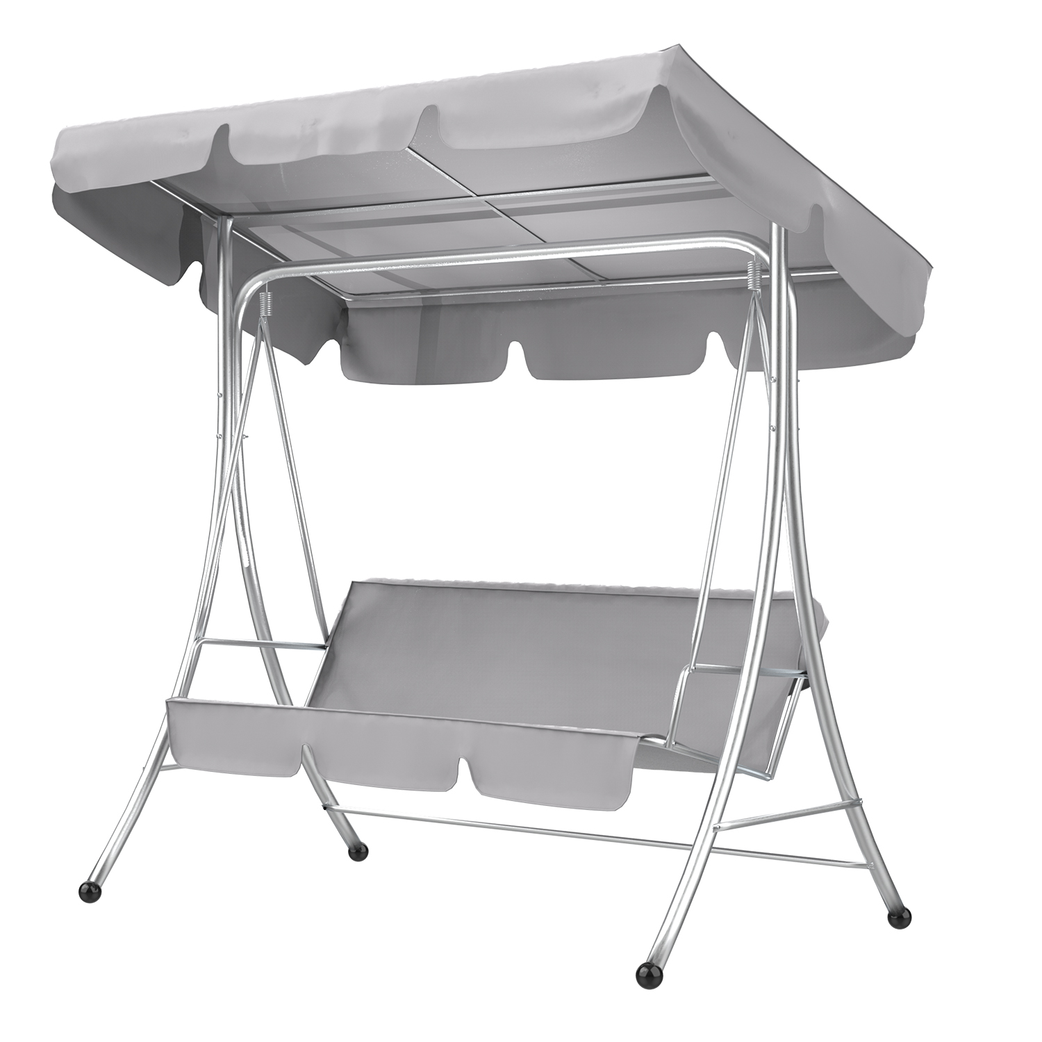 Outdoor Garden Patio Swing Cover Set Waterproof Swing Canopy Seat Top Cover + Swing Seat Cover for 3-seat Swing: Light Grey