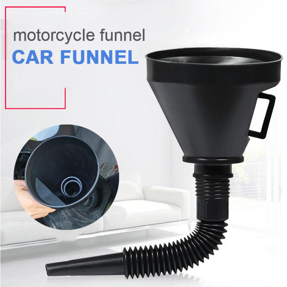 Plastic Funnel Oil Funnel Spout Car Motorcycle Oil Water Fuel Gasoline Filling Funnel With Soft Pipe For Truck Vehicle