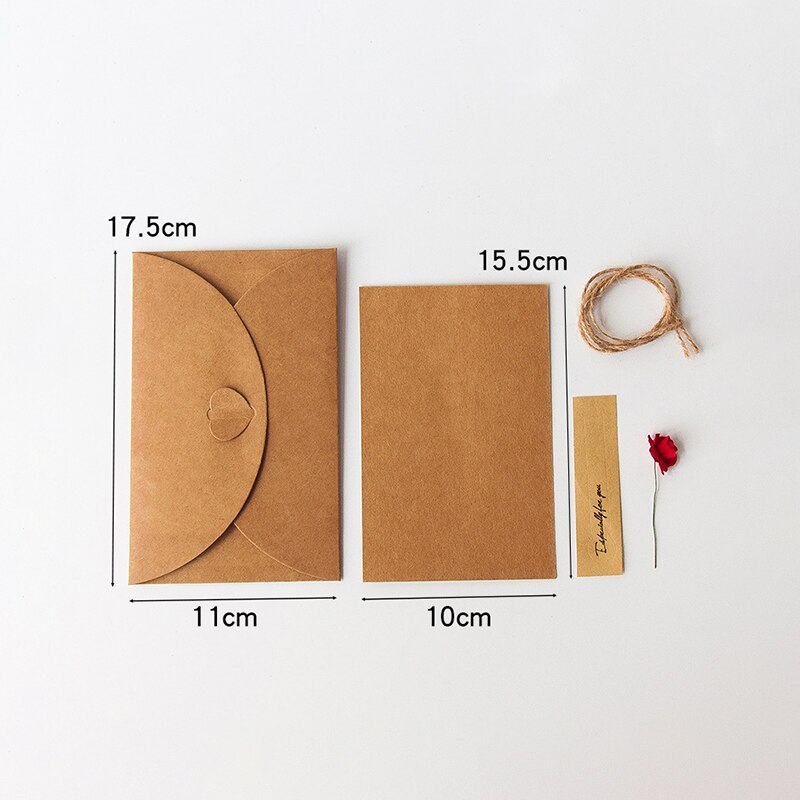 3Pcs Mini Envelope Vintage DIY Kraft Paper Invitation Greeting Card W/ Handmade Dry Flower Wedding Party Invitation Card: model f