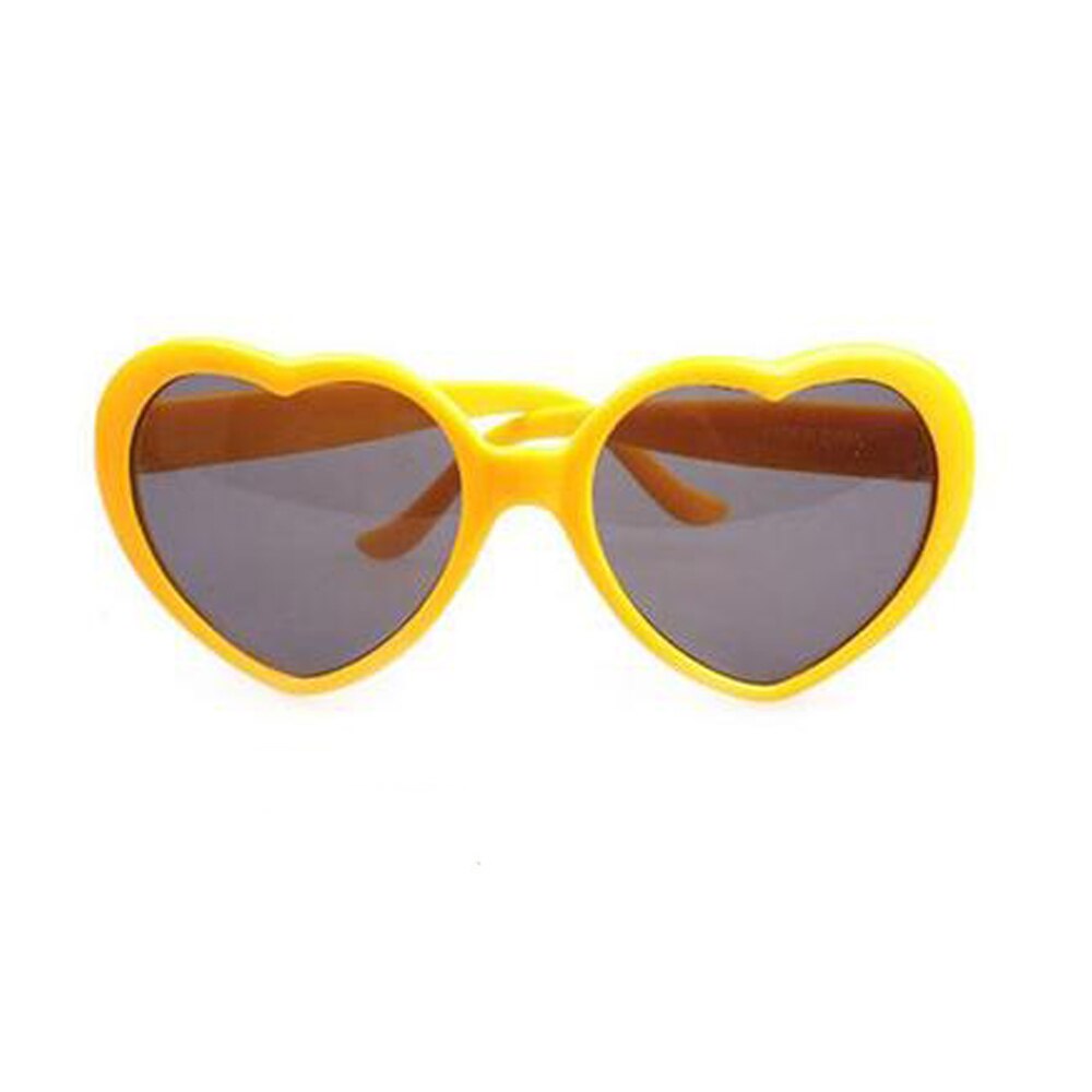 Love Heart Shaped Effects Glasses Watch The Lights Change to Heart Shape At Night Diffraction Women Sunglasses: B-Yellow