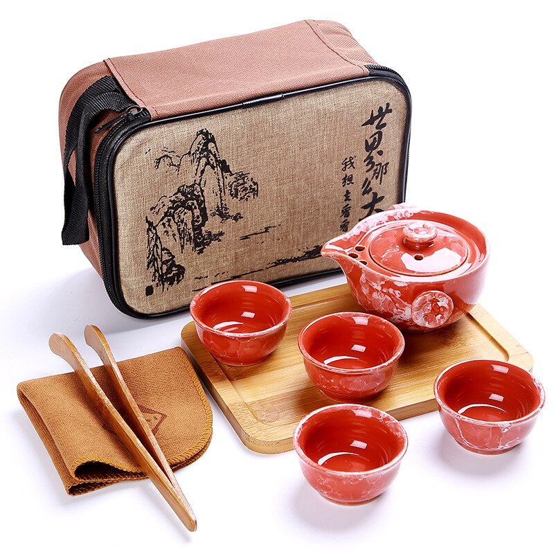 Tragbare Keramik Teegeschirr Set Chinesischen Kung Fu Tee-Set Teekanne Teegeschirr Mit Reisenden Tasche Teaset Gaiwan Tee Tassen Tee zeremonie: 06