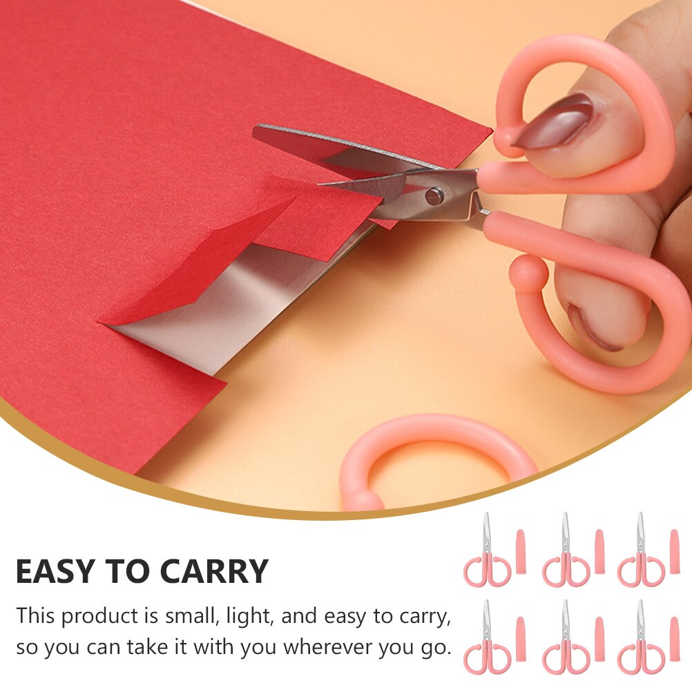 6Pcs Stainless Steel School Scissors Portable Paper-cut Scissors Household Craft Scissors