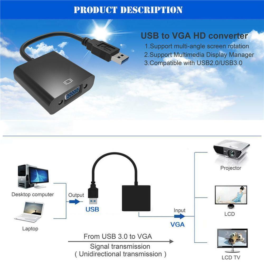 USB 3.0 2.0 to VGA 1080P Multi-display Adapter Converter CA
