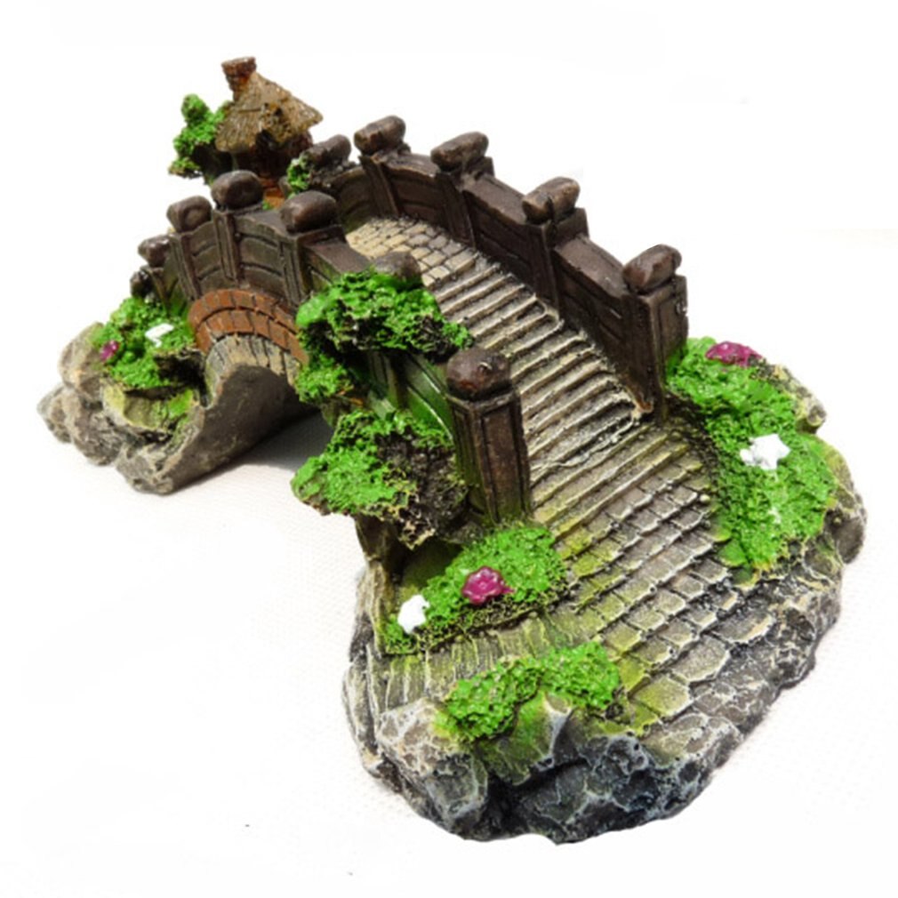 Antikt akvarium landskabspleje dekorativ bro akvarie tilbehør harpiks bro skildpadde klatreplatform vintage buebro