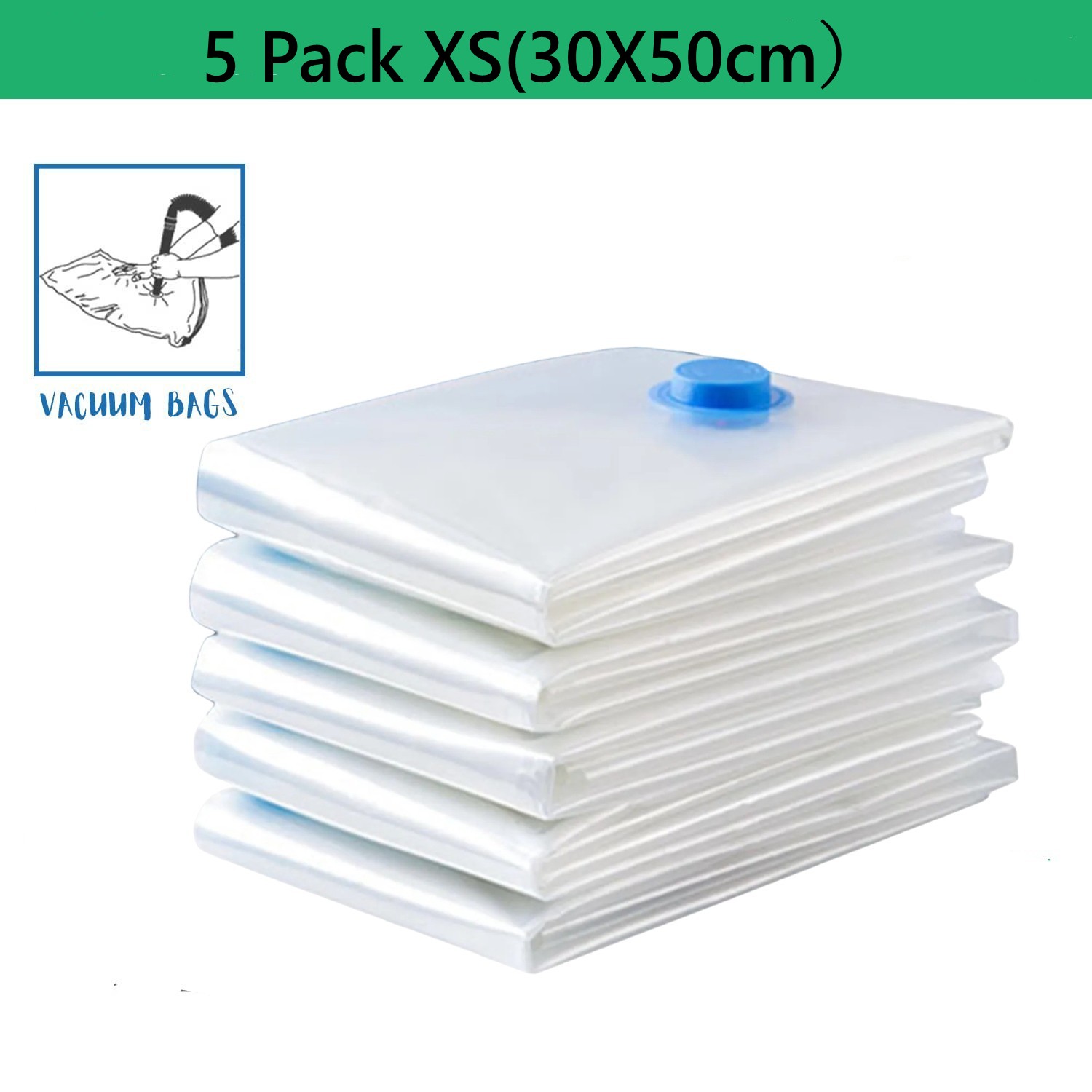 5-pack vacuümopbergzakken, ruimtebesparende zakken compressie voor dekbedden en dekens, sealer kleding reisverpakking organisator: WHITE