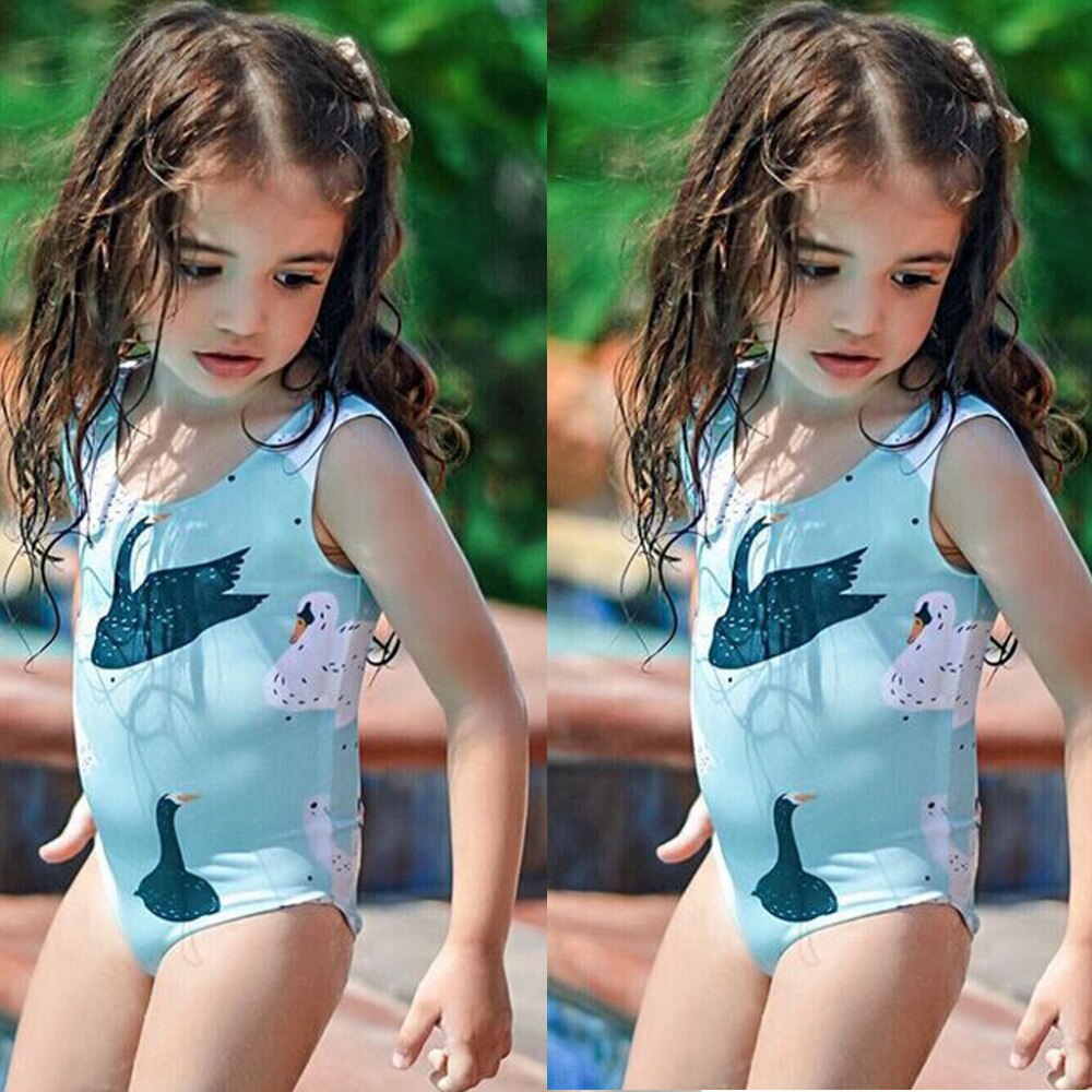 children swimwear for girls Polyester swimsuit kids bathing suit One pieces Jumpsuit Cartoon Printed Bikini Swimwears sets K0301