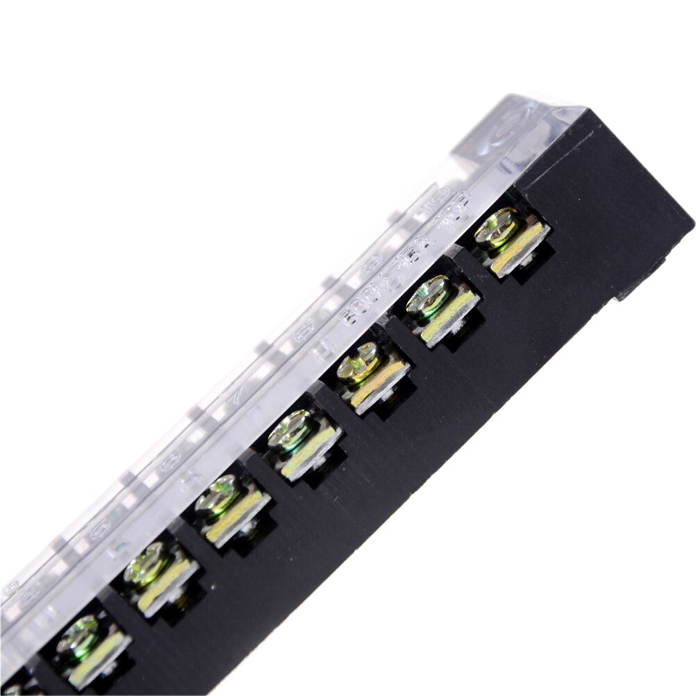Top 1pcs Dual Rows 10 Positions Screw Terminal Block Strip 600V 15A w Cover TB-1510 Barrier Terminal Block
