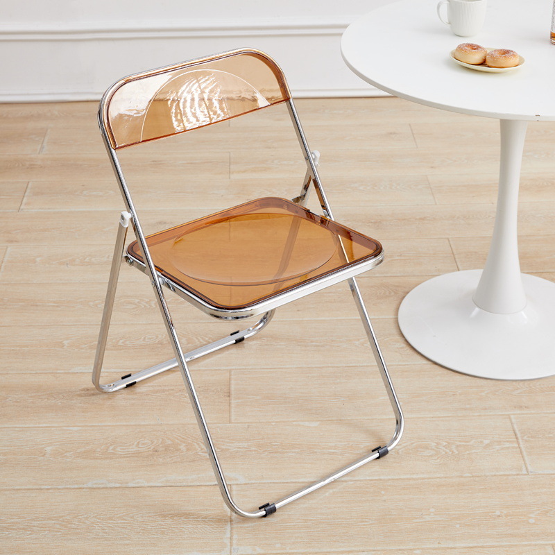 Silla plegable transparente, silla de comedor moderna y sencilla a la para el hogar, tienda de ropa acrílica, tienda de té de la leche, silla plegable de ocio: Azul