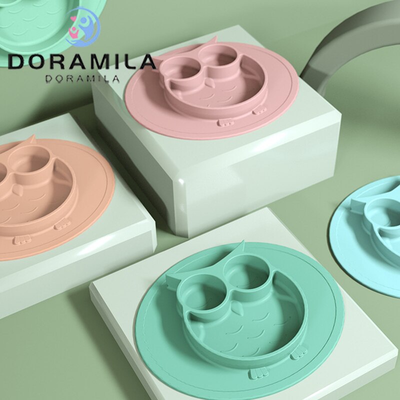 Uil baby siliconen dinerbord uil dinerbord kinderdinerbord antislip rooster aanvullend voedsel dinerbord voedselveilig