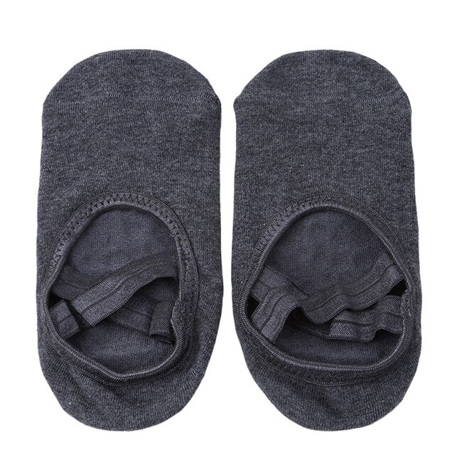 Rund tå yoga strumpor för kvinnor hala bandage andas pilates balett dans strumpor casual rygglösa sport strumpor: Mörkgrå