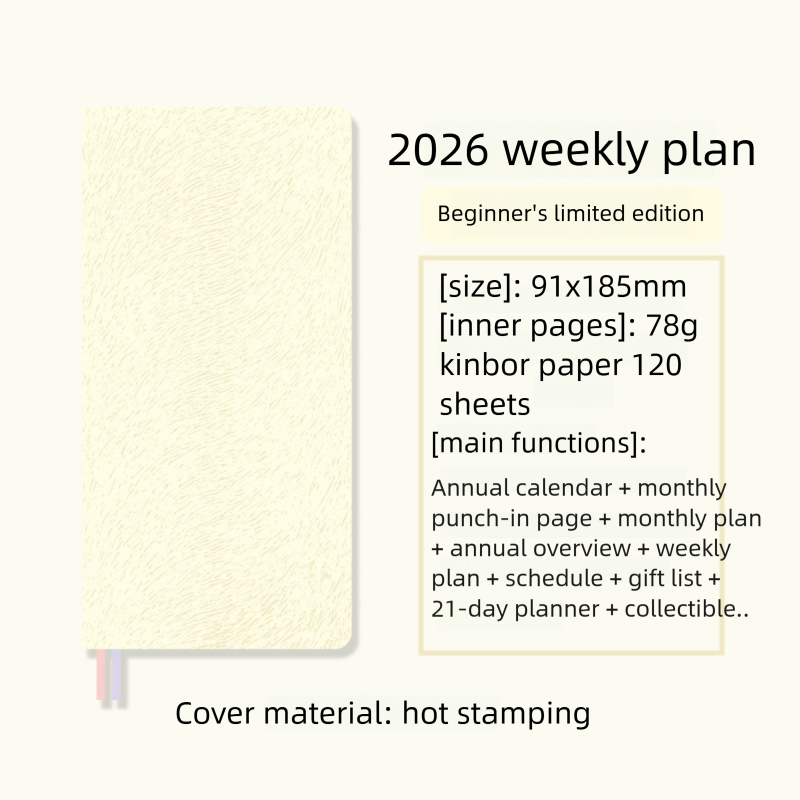 Kinbor Planner Notebook Yearly/Monthly/Weekly Organizer Handbook Goal Tracking Annual Goals Doodling Small Notepad: Orange