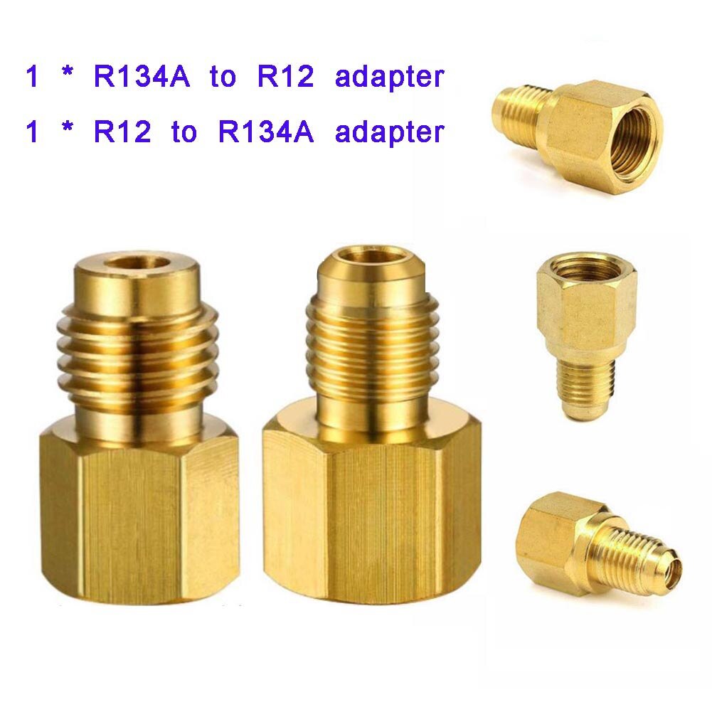 2PCS Liquid Safety Valve R134a R12 Air Conditioning Refrigerant Adapter Kit 1/4 Female Flare 1/2 Acme Male